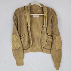 We The Free People Sweater Womens Small Tan Worn Thru Surplus Cardigan Cotton